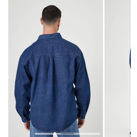 NWT Forever 21 Denim Curved-Hem Shirt - Picture 4 of 9